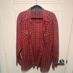 Vintage Stats Western Rancher Pearl Snap Cowboys Rockabilly Shirt Men XXL Red